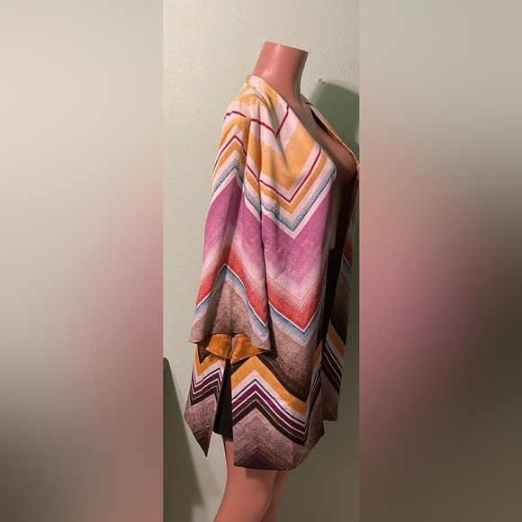 Chico’s Reversible Kimono Boho Shadows 3/4 Sleeve Jacket Multi Open Front - Picture 15 of 17
